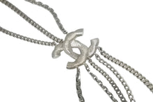 Load image into Gallery viewer, CHANEL シャネル 5連 ラインストーン ロング チェーン ネックレス 124.4g シルバー メタル ラインストーン ココマーク シルバー金具 美品 中古 4b011732