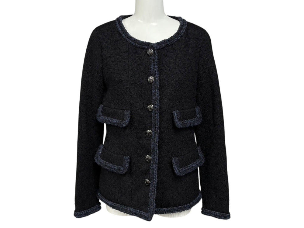 極美品 CHANEL シャネル ツイードジャケット P79356V71693 サイズ36 セーラーカラー ココマーク ブラック ホワイト 中古 4b011494