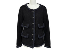Load image into Gallery viewer, 極美品 CHANEL シャネル ツイードジャケット P79356V71693 サイズ36 セーラーカラー ココマーク ブラック ホワイト 中古 4b011494