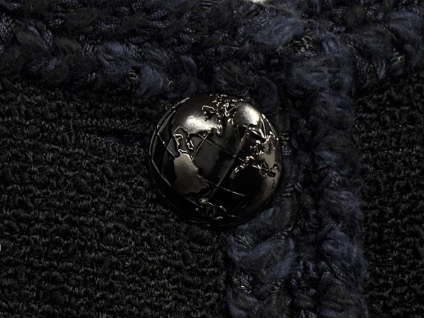 極美品 CHANEL シャネル ツイードジャケット P79356V71693 サイズ36 セーラーカラー ココマーク ブラック ホワイト 中古 4b011494