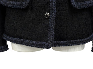 極美品 CHANEL シャネル ツイードジャケット P79356V71693 サイズ36 セーラーカラー ココマーク ブラック ホワイト 中古 4b011494
