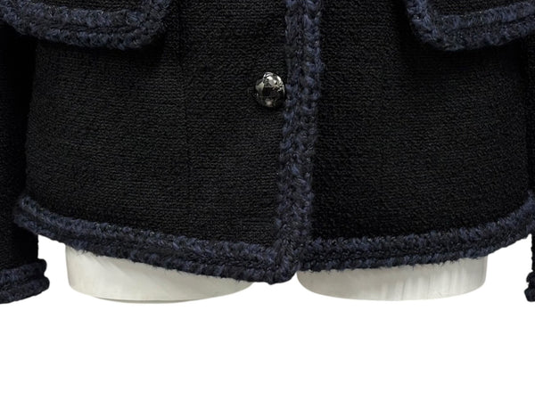 極美品 CHANEL シャネル ツイードジャケット P79356V71693 サイズ36 セーラーカラー ココマーク ブラック ホワイト 中古 4b011494