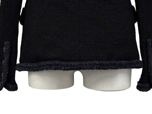 極美品 CHANEL シャネル ツイードジャケット P79356V71693 サイズ36 セーラーカラー ココマーク ブラック ホワイト 中古 4b011494