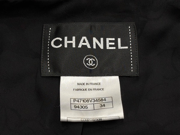 極美品 CHANEL シャネル ツイードジャケット P79356V71693 サイズ36 セーラーカラー ココマーク ブラック ホワイト 中古 4b011494