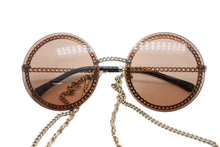 Load image into Gallery viewer, CHANEL シャネル ラウンド サングラス アイウェア 4245 c.395/3 サイズ58□18 135 ココマーク ブラウン チェーン付き 美品 中古 4b011776