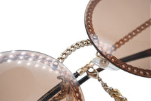 Load image into Gallery viewer, CHANEL シャネル ラウンド サングラス アイウェア 4245 c.395/3 サイズ58□18 135 ココマーク ブラウン チェーン付き 美品 中古 4b011776