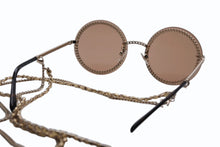 Load image into Gallery viewer, CHANEL シャネル ラウンド サングラス アイウェア 4245 c.395/3 サイズ58□18 135 ココマーク ブラウン チェーン付き 美品 中古 4b011776