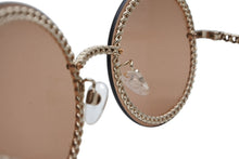 Load image into Gallery viewer, CHANEL シャネル ラウンド サングラス アイウェア 4245 c.395/3 サイズ58□18 135 ココマーク ブラウン チェーン付き 美品 中古 4b011776