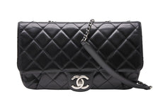 Load image into Gallery viewer, CHANEL シャネル Sフラップ Wチェーンショルダーバッグ 21番台 ココマーク カーフスキン ブラック シルバー金具 美品 中古 4b011815