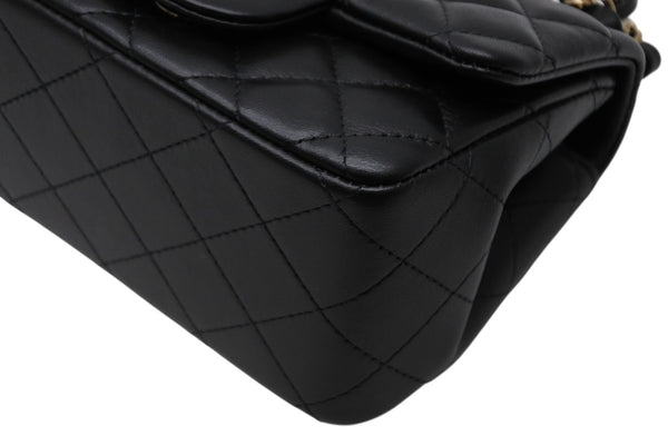 新品同様 CHANEL シャネル ミニマトラッセ16 Sフラップ Sチェーンショルダーバッグ ランダム番台 ココマーク ラムスキン ブラック 中古 4b011816