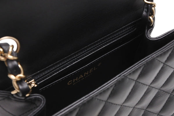 新品同様 CHANEL シャネル ミニマトラッセ16 Sフラップ Sチェーンショルダーバッグ ランダム番台 ココマーク ラムスキン ブラック 中古 4b011816