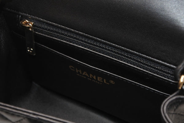 新品同様 CHANEL シャネル ミニマトラッセ16 Sフラップ Sチェーンショルダーバッグ ランダム番台 ココマーク ラムスキン ブラック 中古 4b011816