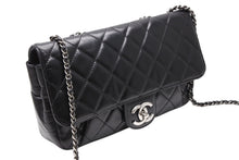 Load image into Gallery viewer, CHANEL シャネル Sフラップ Wチェーンショルダーバッグ 21番台 ココマーク カーフスキン ブラック シルバー金具 美品 中古 4b011815