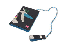 Load image into Gallery viewer, CHANEL シャネル カードケース 6番台 ウォレットチェーン ココマーク ナイロン レザー ブラック ブルー 美品 中古 4b011862