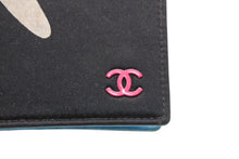 Load image into Gallery viewer, CHANEL シャネル カードケース 6番台 ウォレットチェーン ココマーク ナイロン レザー ブラック ブルー 美品 中古 4b011862