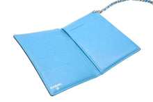 Load image into Gallery viewer, CHANEL シャネル カードケース 6番台 ウォレットチェーン ココマーク ナイロン レザー ブラック ブルー 美品 中古 4b011862