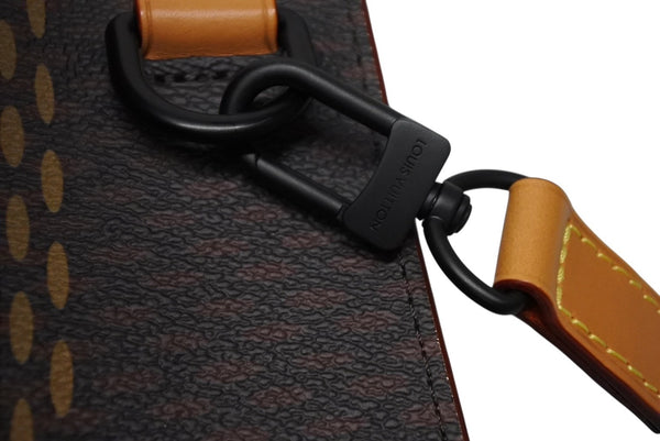 極美品 LOUIS VUITTON ルイヴィトン×NIGO ダミエジャイアント トートバッグ N40355 ブラウン ベージュ PVCコーティングキャンバス ヌメ革 ブラック金具 中古 4b011644
