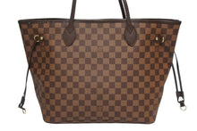 Load image into Gallery viewer, 極美品 LOUIS VUITTON ルイヴィトン ダミエ ネヴァーフルMM トートバッグ N51105 PVC レザー ブラウン ゴールド金具 中古 4b011620
