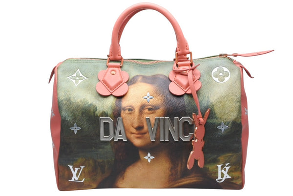 極美品 LOUIS VUITTON ルイヴィトン モナリザ スピーディ30 ボストンバッグ マスターズコレクション M43372 ピンク 中古 4b011746