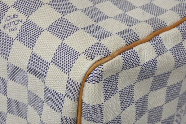 LOUIS VUITTON ルイヴィトン ダミエ アズール スピーディ30 ハンドバッグ N41533 ホワイト ゴールド金具 ロゴ 美品 中古 4b011890