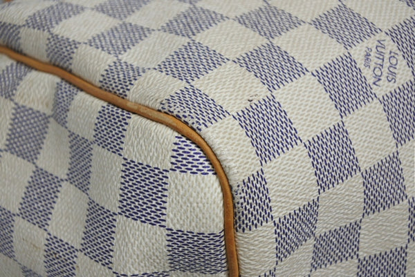 LOUIS VUITTON ルイヴィトン ダミエ アズール スピーディ30 ハンドバッグ N41533 ホワイト ゴールド金具 ロゴ 美品 中古 4b011890