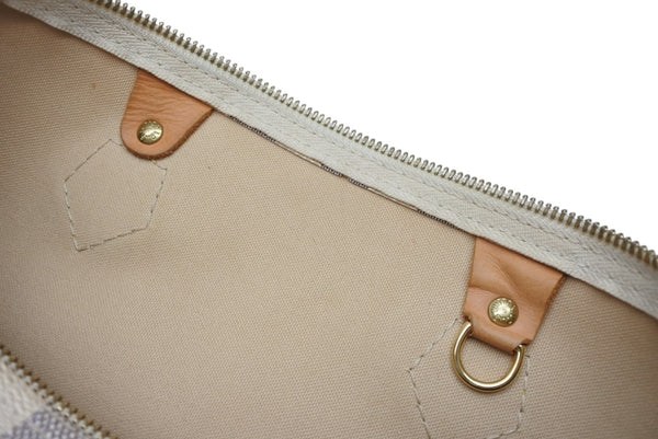 LOUIS VUITTON ルイヴィトン ダミエ アズール スピーディ30 ハンドバッグ N41533 ホワイト ゴールド金具 ロゴ 美品 中古 4b011890