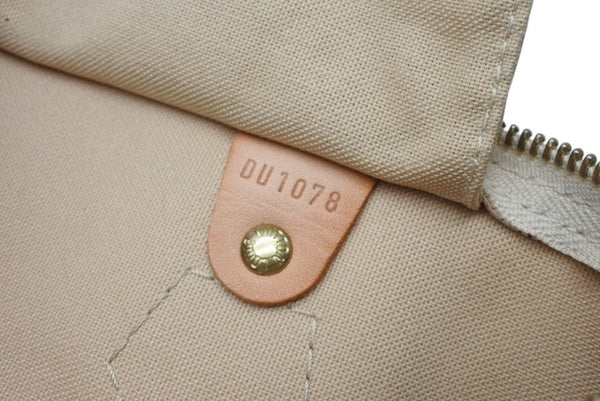LOUIS VUITTON ルイヴィトン ダミエ アズール スピーディ30 ハンドバッグ N41533 ホワイト ゴールド金具 ロゴ 美品 中古 4b011890