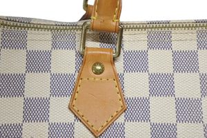 LOUIS VUITTON ルイヴィトン ダミエ アズール スピーディ30 ハンドバッグ N41533 ホワイト ゴールド金具 ロゴ 美品 中古 4b011890