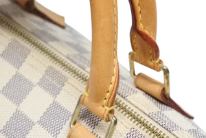 LOUIS VUITTON ルイヴィトン ダミエ アズール スピーディ30 ハンドバッグ N41533 ホワイト ゴールド金具 ロゴ 美品 中古 4b011890