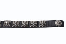 Load image into Gallery viewer, CHROME HEARTS クロムハーツ PYRAMID STUDS ピラミッドスタッズ レザーブレスレット 重量約42.8g シルバー925 ブラック 美品 中古 4b011729