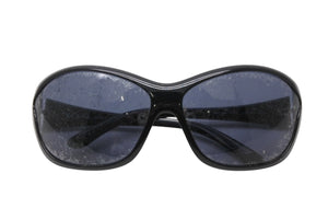PRADA プラダ ロゴ サングラス ブラック プラスチック 68□14 SPR25G アイウェア 小物 美品 中古 4b010907