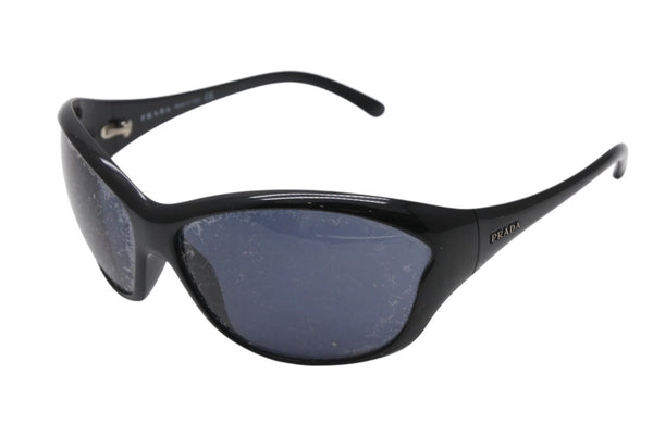PRADA プラダ ロゴ サングラス ブラック プラスチック 68□14 SPR25G アイウェア 小物 美品 中古 4b010907