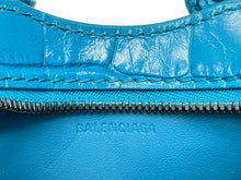 Load image into Gallery viewer, BALENCIAGA バレンシアガ クロコ型押し ネオ クラシック シティ ミニ ショルダーバッグ ブルー系 レザー 669537 コッパ―金具 美品 中古 4b011373