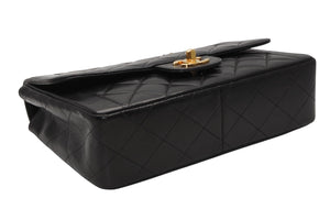 極美品 CHANEL シャネル Wチェーン マトラッセ 23cm ショルダーバッグ ココマーク 4番台 ラムスキン ブラック ゴールド金具 中古 4b012067