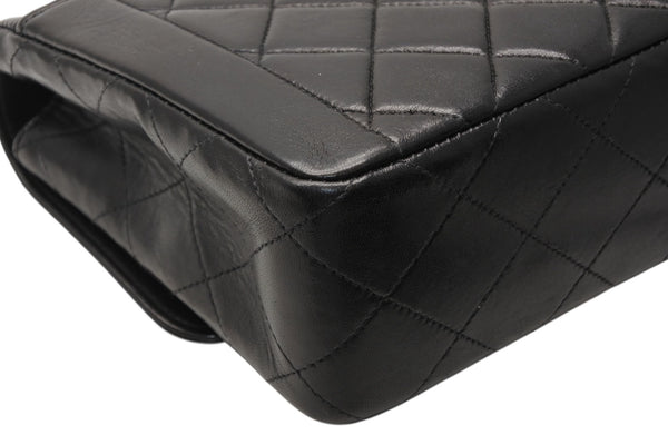 極美品 CHANEL シャネル Wチェーン マトラッセ 23cm ショルダーバッグ ココマーク 4番台 ラムスキン ブラック ゴールド金具 中古 4b012067