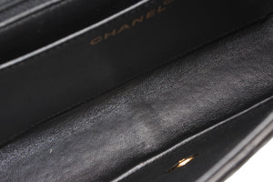 極美品 CHANEL シャネル Wチェーン マトラッセ 23cm ショルダーバッグ ココマーク 4番台 ラムスキン ブラック ゴールド金具 中古 4b012067