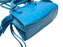Load image into Gallery viewer, BALENCIAGA バレンシアガ クロコ型押し ネオ クラシック シティ ミニ ショルダーバッグ ブルー系 レザー 669537 コッパ―金具 美品 中古 4b011373