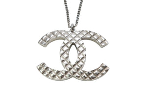 CHANEL シャネル ココマーク ネックレス 重量約15.0g 07C刻印 全長約47.5cm マトラッセ メタル シルバー 美品 中古 4b011941