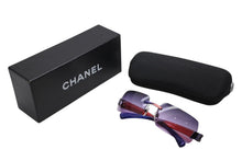 Load image into Gallery viewer, CHANEL シャネル リムレス サングラス アイウェア 4048 c.187/90 サイズ59□16 125 ココマーク レッド ブルー 美品 中古 4b011990