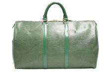 画像をギャラリービューアに読み込む, LOUIS VUITTON ルイヴィトン キーポル50 ボストンバッグ M42964 ボルネオグリーン エピレザー ゴールド金具 美品 中古 4b012237