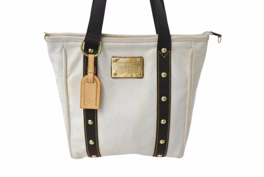 LOUIS VUITTON Antigua Hippo MM Tote Bag Shoulder Bag M40036 Ecru Gold Hardware Good Condition Used 4b001204