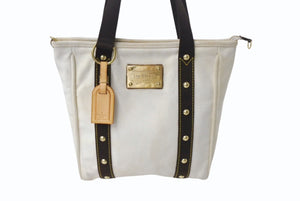LOUIS VUITTON ルイヴィトン アンティグア カバ MM トートバッグ ショルダーバッグ M40036 エクリュ ゴールド金具 美品 中古 4b001204