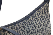 Load image into Gallery viewer, Christian Dior クリスチャンディオール トロッター ハンドバッグ 02RU0064 ネイビー ベージュ キャンバス レザー シルバー金具 美品 中古 4b013037
