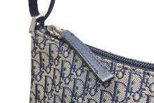 Load image into Gallery viewer, Christian Dior クリスチャンディオール トロッター ハンドバッグ 02RU0064 ネイビー ベージュ キャンバス レザー シルバー金具 美品 中古 4b013037