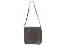 Load image into Gallery viewer, LOUIS VUITTON ルイヴィトン モノグラム ミュゼットサルサ ショルダーバッグ M51258 ブラウン PVC ヌメ革 ゴールド金具 美品 中古 4b001206
