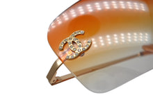 Load image into Gallery viewer, 極美品 CHANEL シャネル スクエア サングラス ココマーク 4017-D メタル ラインストーン オレンジ サイズ62◻︎17 中古 4b007587