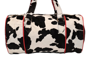 極美品 CHROME HEARTS クロムハーツ DUFFLE BAG MINI ダッフルバッグ ミニ ハンドバッグ セメタリークロスパッチ ハラコ レザー 中古 4b012211