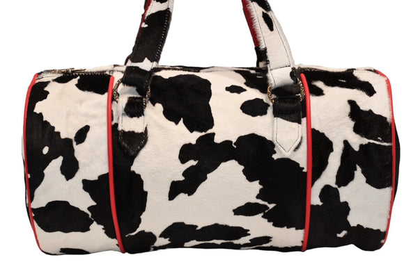極美品 CHROME HEARTS クロムハーツ DUFFLE BAG MINI ダッフルバッグ ミニ ハンドバッグ セメタリークロスパッチ ハラコ レザー 中古 4b012211