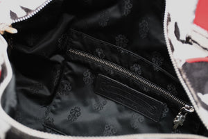 極美品 CHROME HEARTS クロムハーツ DUFFLE BAG MINI ダッフルバッグ ミニ ハンドバッグ セメタリークロスパッチ ハラコ レザー 中古 4b012211