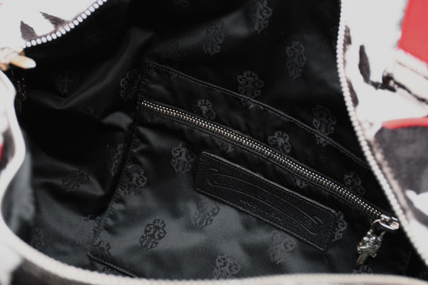 極美品 CHROME HEARTS クロムハーツ DUFFLE BAG MINI ダッフルバッグ ミニ ハンドバッグ セメタリークロスパッチ ハラコ レザー 中古 4b012211